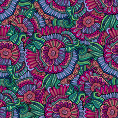 Vector seamless abstract flowers pattern