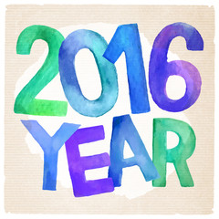 2016 Year vector watercolor inscription