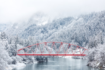 Red Bridge winter landscape