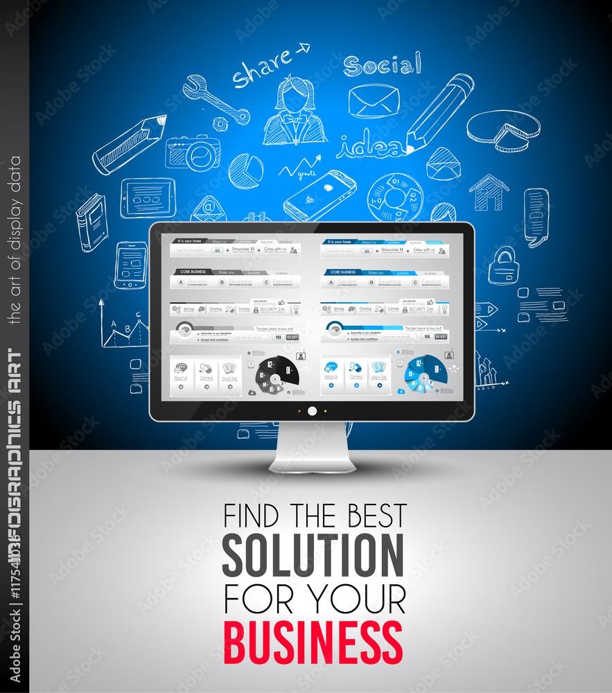 Poster clean infographic layout template for data and information analysis