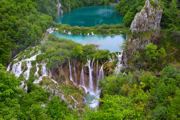 Plitvice lakes and waterfalls in Croatia