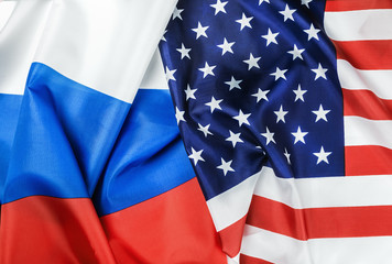 Usa flag and Russia flag