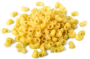 elbow pasta on white