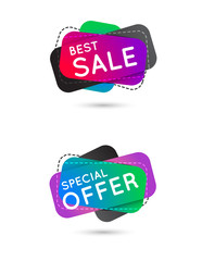 Sale geometric vector banners set. Ecommerce bright vector banne