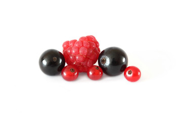 Various fresh fruits berries (raspberries, black currants, red c