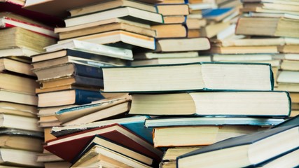 variety of books close up view