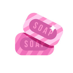 Soap vector illustration. Soap for washing icon. Pink soap on wh