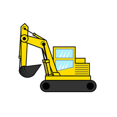 Excavator vehicle illustration, yellow isolated
