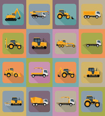 automobile transport for repair and construction flat icons vect