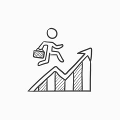 Financial recovery sketch icon.