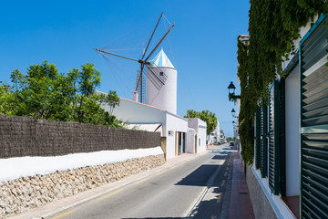 Street view with wind mill