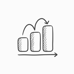 Bar chart upward sketch icon.