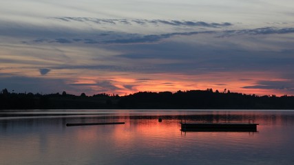 Colorful evening sky over Lake Pfaeffikersee