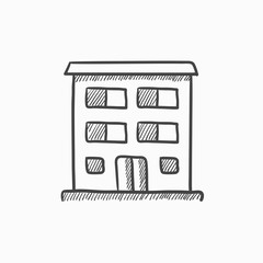Residential building sketch icon.