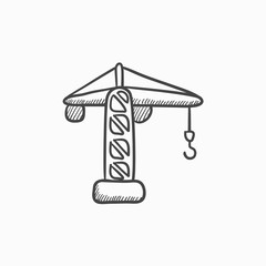 Construction crane sketch icon.