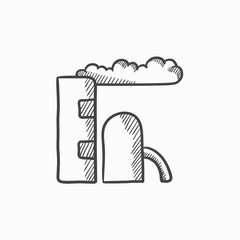 Refinery plant sketch icon.