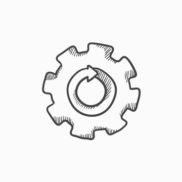 Gear wheel with arrow sketch icon.