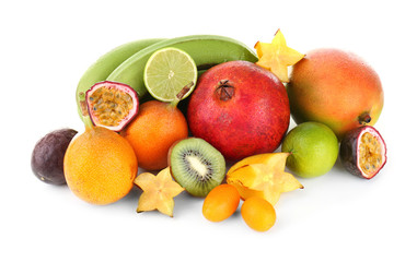 Exotic fruits, isolated on white
