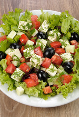 Vegetable salad with feta and olives