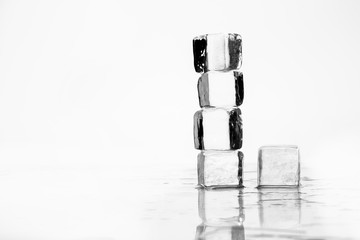 Ice cube on table