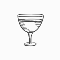 Glass of wine sketch icon.
