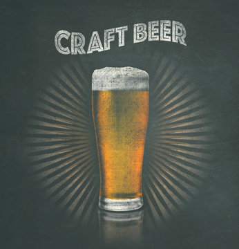 Golden pale ale IPA lager artistic sign drawing on blackboard craft beer microbrew artisan