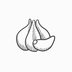 Fotobehang Garlic sketch icon. © Visual Generation