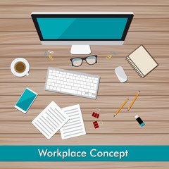 Workplace Concept and Business Elements Vector Design