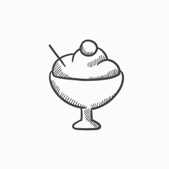 Cup of ice cream sketch icon.
