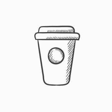 Disposable cup sketch icon.