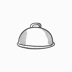 Restaurant cloche sketch icon.
