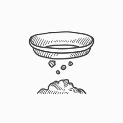 Bowl for sifting gold sketch icon.