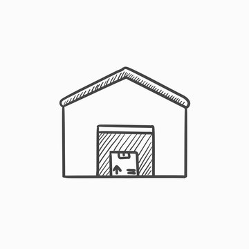 Warehouse sketch icon.
