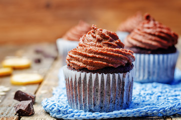 Vegan chocolate banana cupcakes with chocolate cashew cream fros