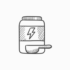 Sport nutrition container sketch icon.
