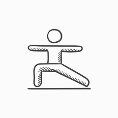 Man practicing yoga sketch icon.