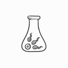 In vitro fertilisation sketch icon.