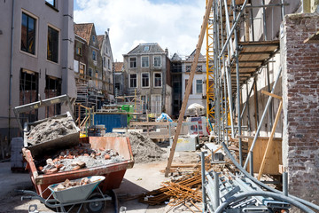 building work in old downtown