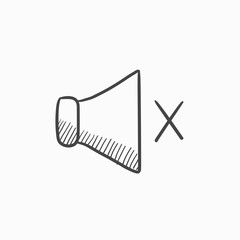 Mute speaker sketch icon.
