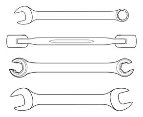 Set of icons spanners on white background