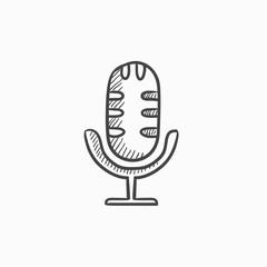 Retro microphone sketch icon.