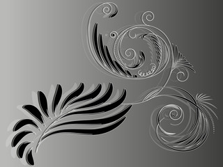 Elementary abstract black and white floral ornament for design, vector illustration