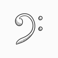 Bass clef sketch icon.
