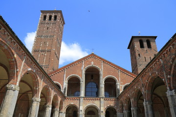 Fototapeta na wymiar Basilica of Saint Ambrose (Sant'Ambrogio) in Milan