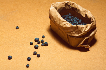 Raw food concept. Box with fresh blueberries packed