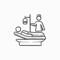 Nursing care sketch icon.