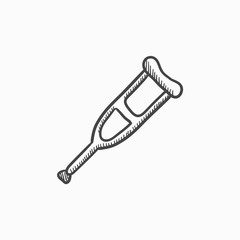 Crutch sketch icon.
