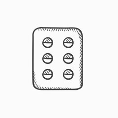 Plate of pills sketch icon.