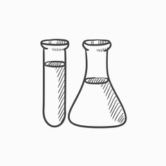 Test tubes sketch icon.