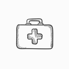 First aid kit sketch icon.